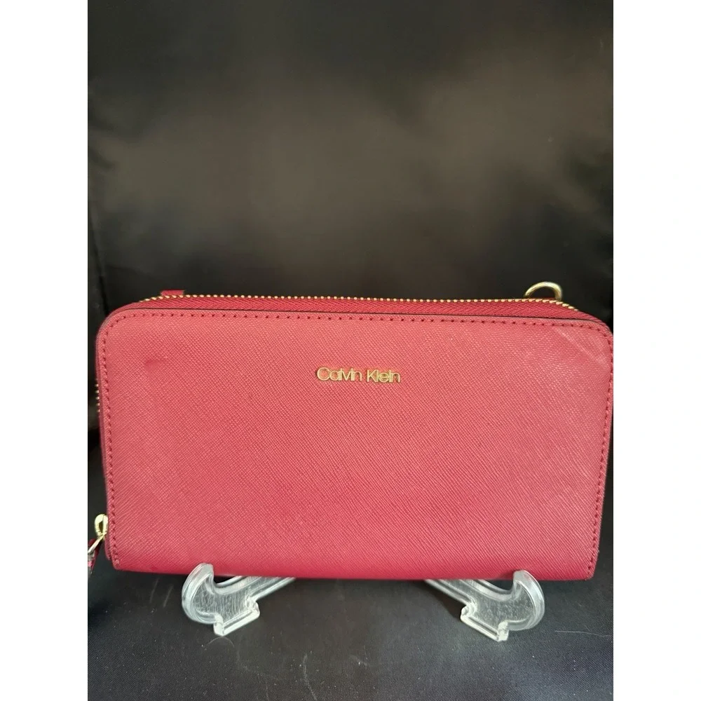 Calvin Klein Pink Zip-Around Wallet w/ Credit Card Slots, Logo & Zipper
